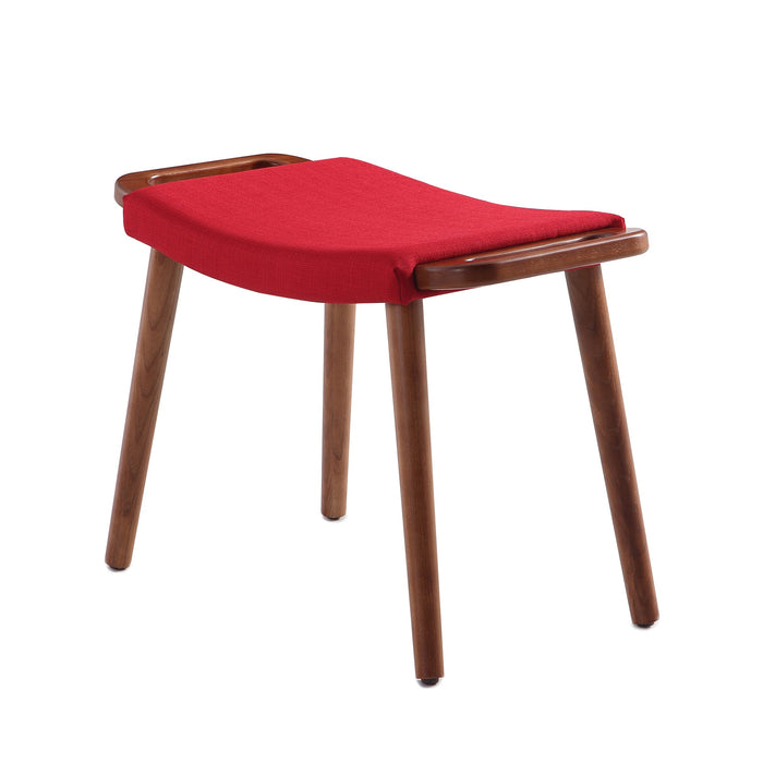 Manhattan Comfort Geta Ottoman - Red & Antique Walnut