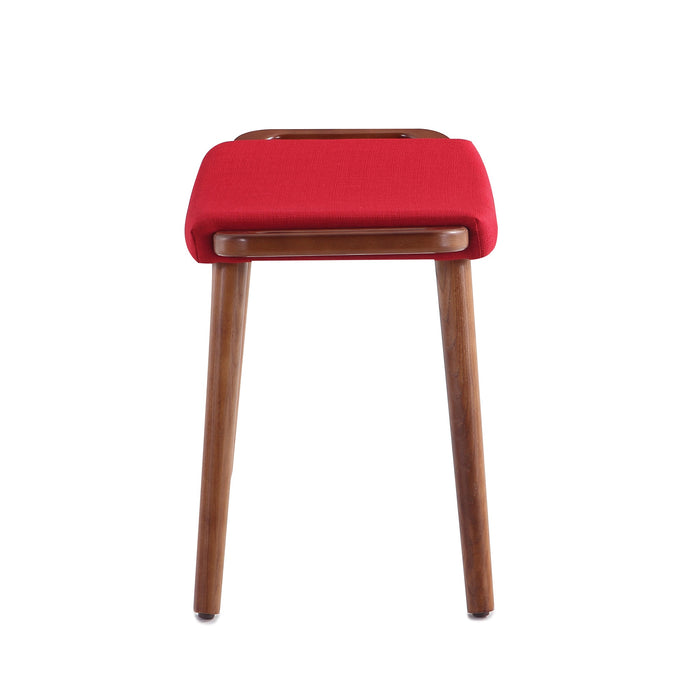 Manhattan Comfort Geta Ottoman - Red & Antique Walnut