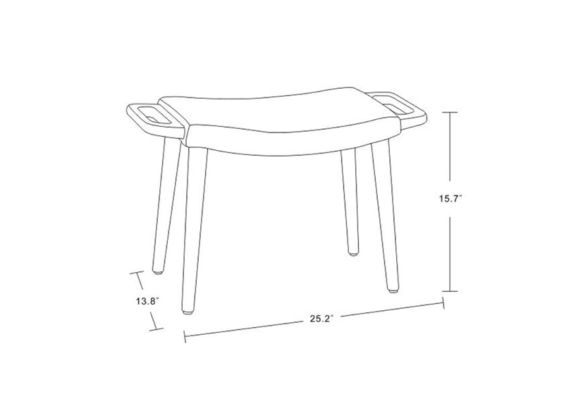Manhattan Comfort Geta Ottoman - Yellow & Antique Walnut