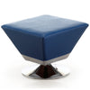 Manhattan Comfort Diamond Polished Chrome Swivel Ottoman - Blue