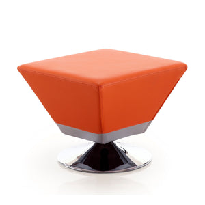 Manhattan Comfort Diamond Polished Chrome Swivel Ottoman - Orange