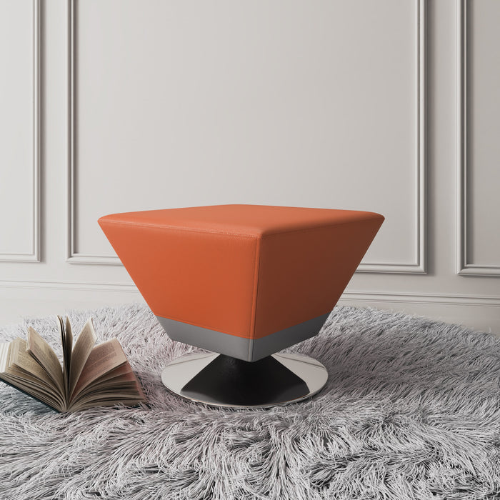 Manhattan Comfort Diamond Polished Chrome Swivel Ottoman - Orange