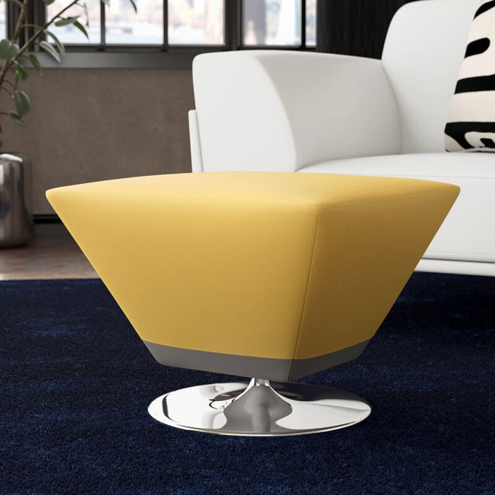 Manhattan Comfort Diamond Polished Chrome Swivel Ottoman - Yellow