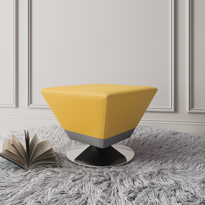 Manhattan Comfort Diamond Polished Chrome Swivel Ottoman - Yellow