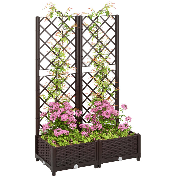 Outsunny Plastic Raised Bed, Garden Box With Trellis, 32\" X 16\" X 48\"