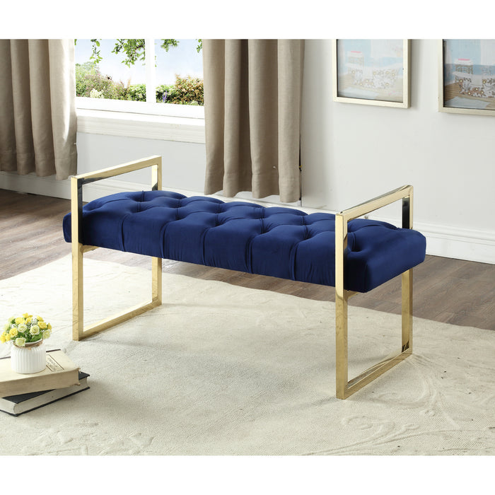 Imperial Tufted Bench with Gold Stand Navy Benches
