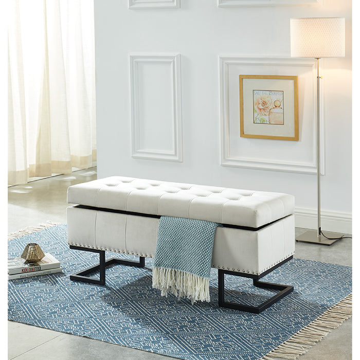 Imperial Tufted Bench with Silver Stand Beige Benches