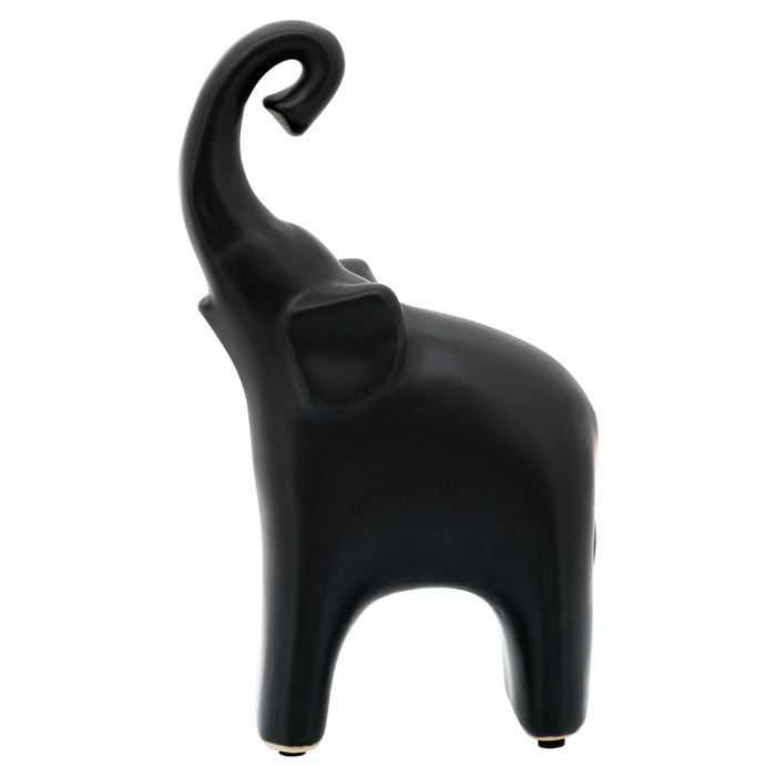 10.75” Contemporary Elephant Figurine – Matte Black