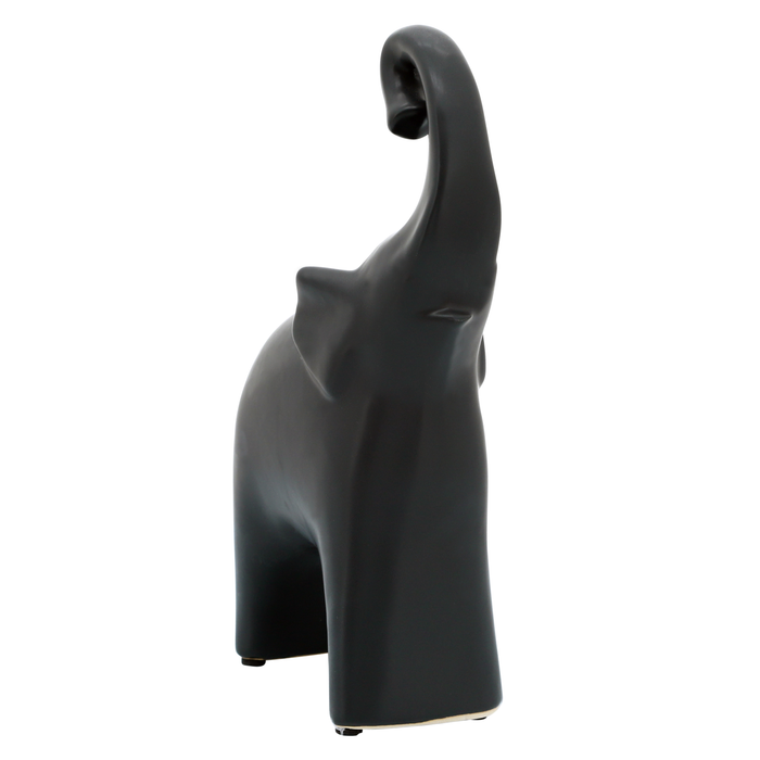 10.75” Contemporary Elephant Figurine – Matte Black