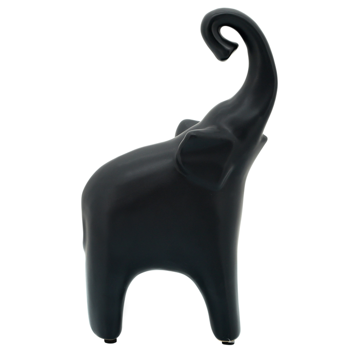 10.75” Contemporary Elephant Figurine – Matte Black