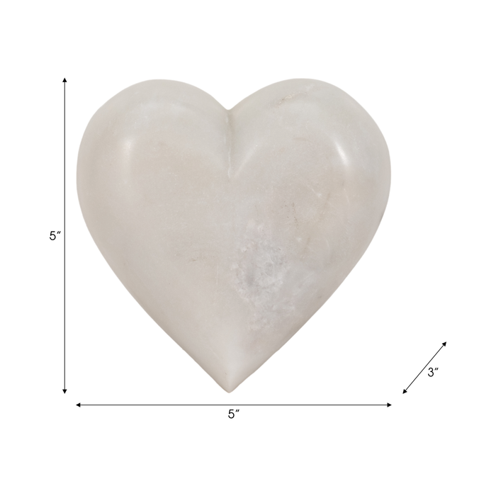 5” Natural Stone Marble Heart – White