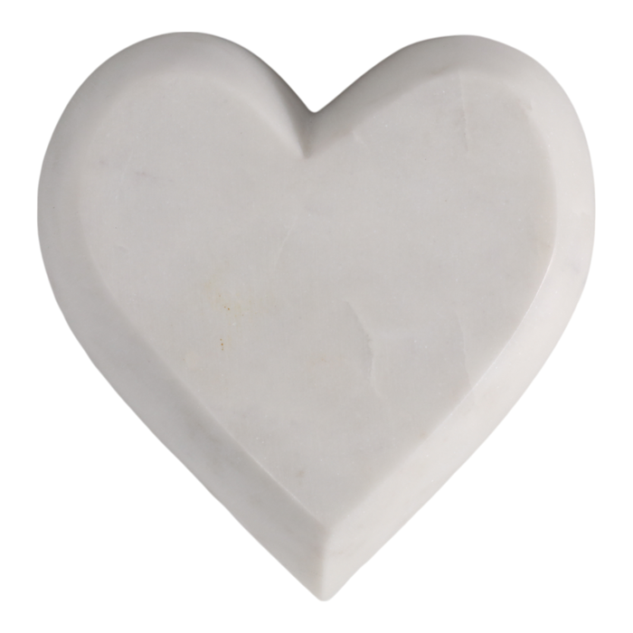 5” Natural Stone Marble Heart – White
