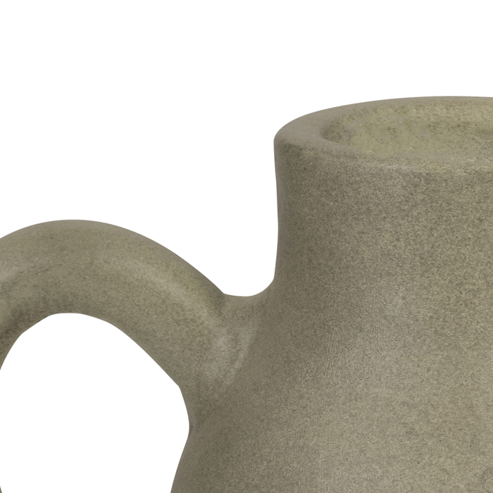 8.75” Terracotta Vase with Handle – Green 