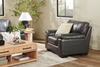 Classico 47" Genuine Leather Chair with Wood Legs – Carbon Grey | Fauteuil Classico de 47 po en cuir véritable avec pattes en bois - gris carbone