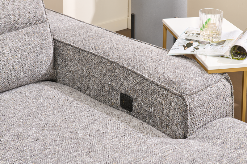 Shaquille O’Neal Home Prestige 3-Piece Right-Facing Sectional with Power Reclining – Grey