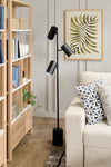 Sable 14\" Modern Floor Lamp with Three Swivel Metal Shades – Black