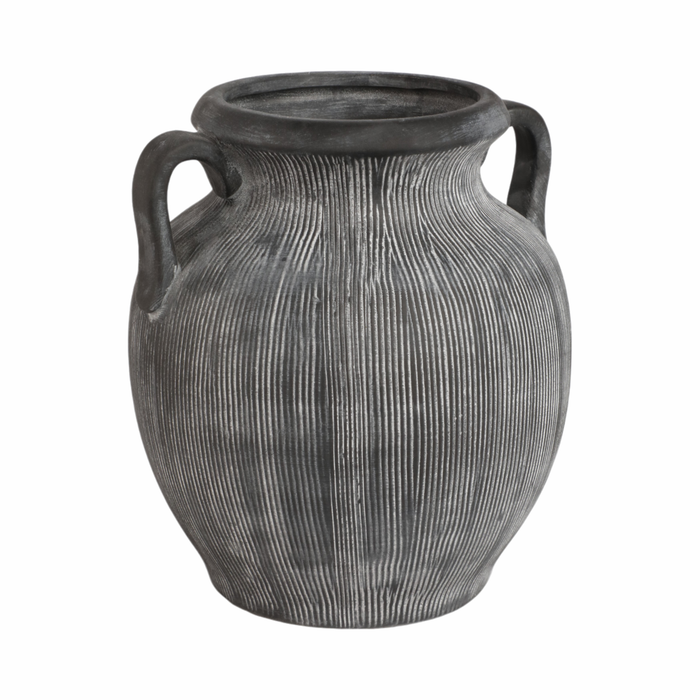 10” Ceramic Weathered Jug with Handles – Black 