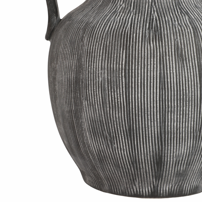 10” Ceramic Weathered Jug with Handles – Black 