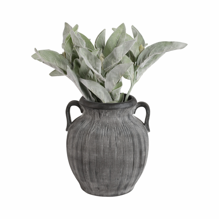 10” Ceramic Weathered Jug with Handles – Black 