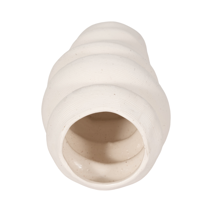 12” Ceramic Hand Scribed Cairn Vase – Ivory 