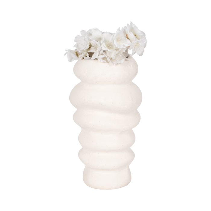 12” Ceramic Hand Scribed Cairn Vase – Ivory 