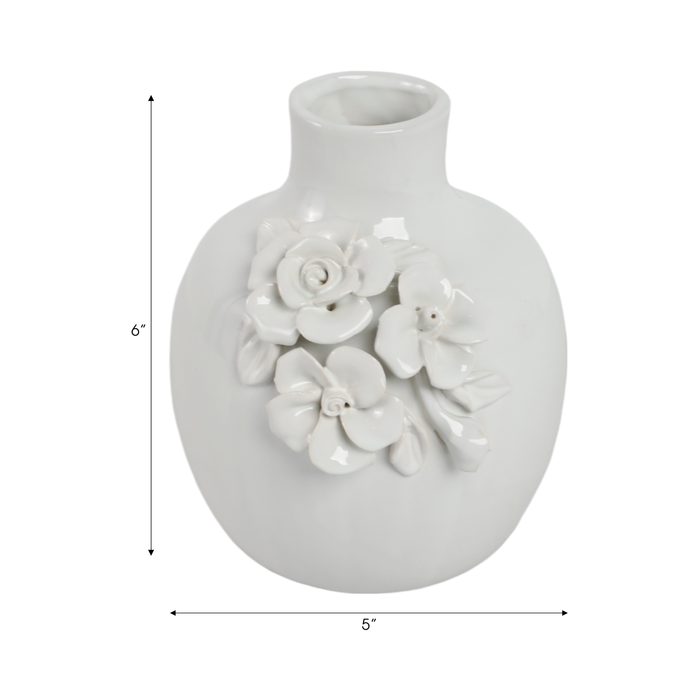 6.25” Ceramic Rose Bud Vase – White 