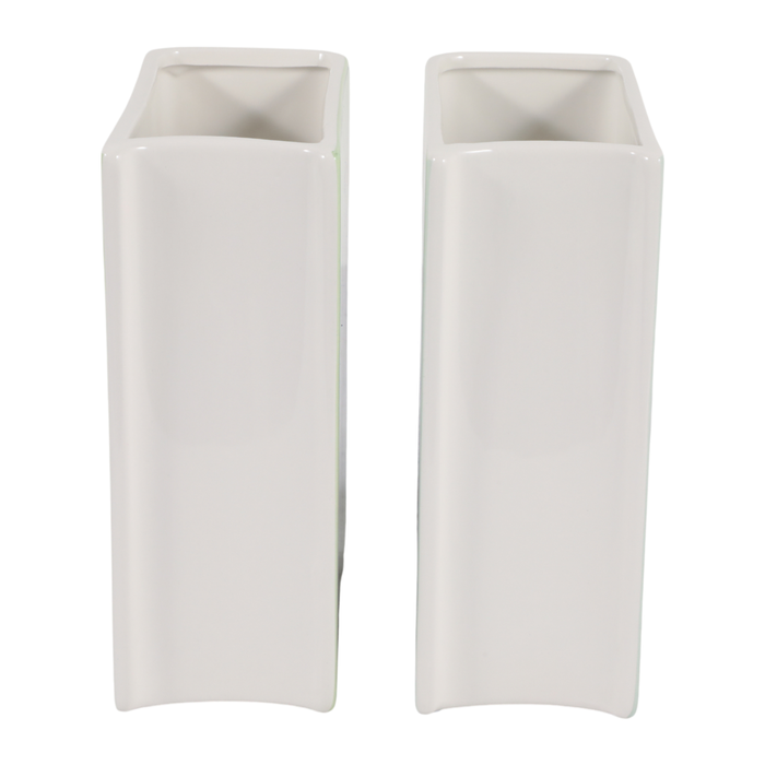 8.25” Set of 2 Ceramic Spring Book Vase – Green 