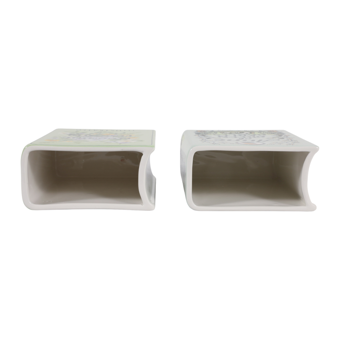 8.25” Set of 2 Ceramic Spring Book Vase – Green 