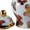 8.25” Ceramic Butterflies Temple Jar – White  | Pot temple de 8,25 po en céramique avec papillons - blanc
