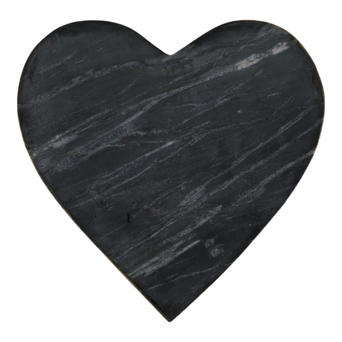 Marble Heart Tray with Gold Edges – Black