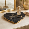 Marble Heart Tray with Gold Edges – Black | Plateau en forme de cœur en marbre avec bordures dorées - noir