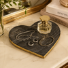 Marble Heart Tray with Gold Edges – Black | Plateau en forme de cœur en marbre avec bordures dorées - noir