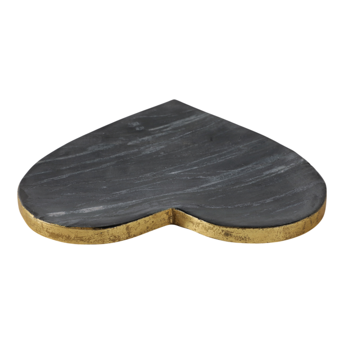 Marble Heart Tray with Gold Edges – Black