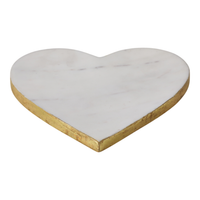 Marble Heart Tray with Gold Edges – White