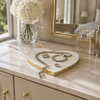 Marble Heart Tray with Gold Edges – White | Plateau en forme de cœur en marbre avec bordures dorées - blanc