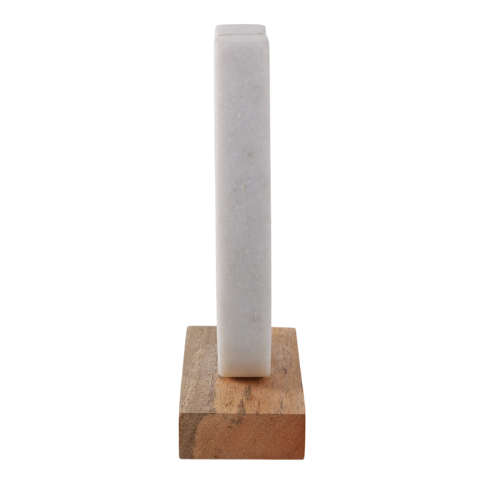 Marble 8.25” Horseshoe Sculpture with Wood Base – White