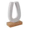 Marble 8.25” Horseshoe Sculpture with Wood Base – White