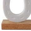 Marble 8.25” Horseshoe Sculpture with Wood Base – White | Sculpture de fer à cheval de 8,25 po en marbre avec base en bois - blanche