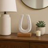 Marble 8.25” Horseshoe Sculpture with Wood Base – White | Sculpture de fer à cheval de 8,25 po en marbre avec base en bois - blanche