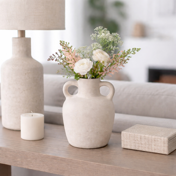 6.5” Contemporary Boho Bud Vase – Ivory 