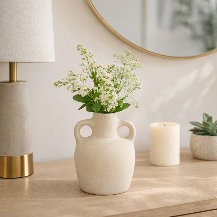 6.5” Contemporary Boho Bud Vase – Ivory 