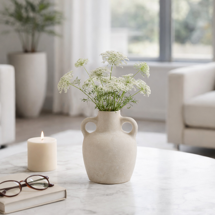 6.5” Contemporary Boho Bud Vase – Ivory 