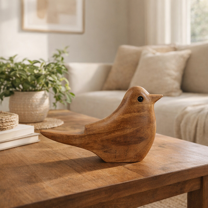 Contemporary Wood Bird Decoration – Natural