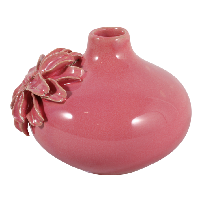 4.75” Ceramic Dahlia Short Bud Vase – Pink 