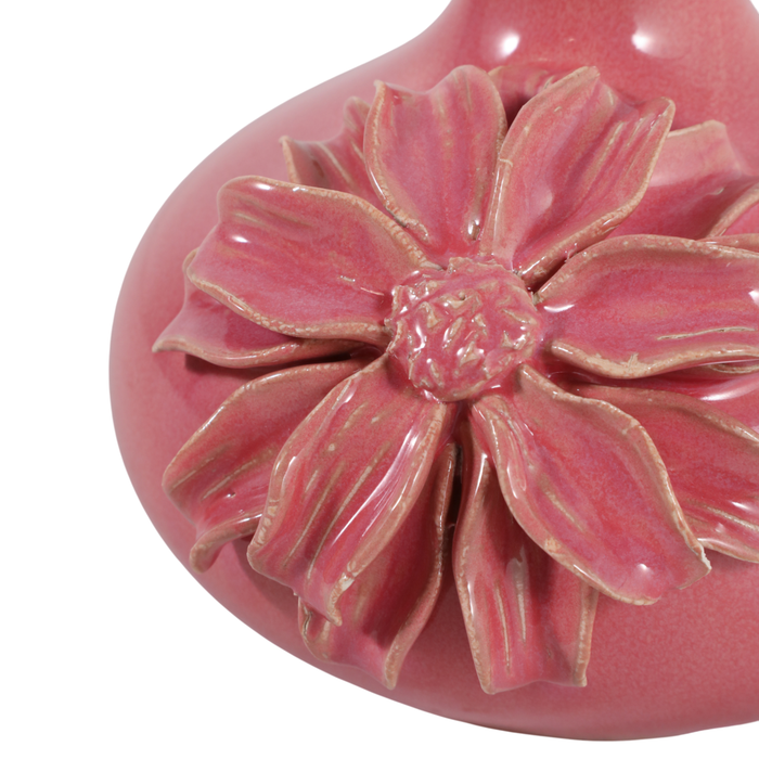 4.75” Ceramic Dahlia Short Bud Vase – Pink 