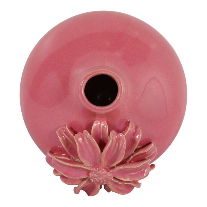 4.75” Ceramic Dahlia Short Bud Vase – Pink 