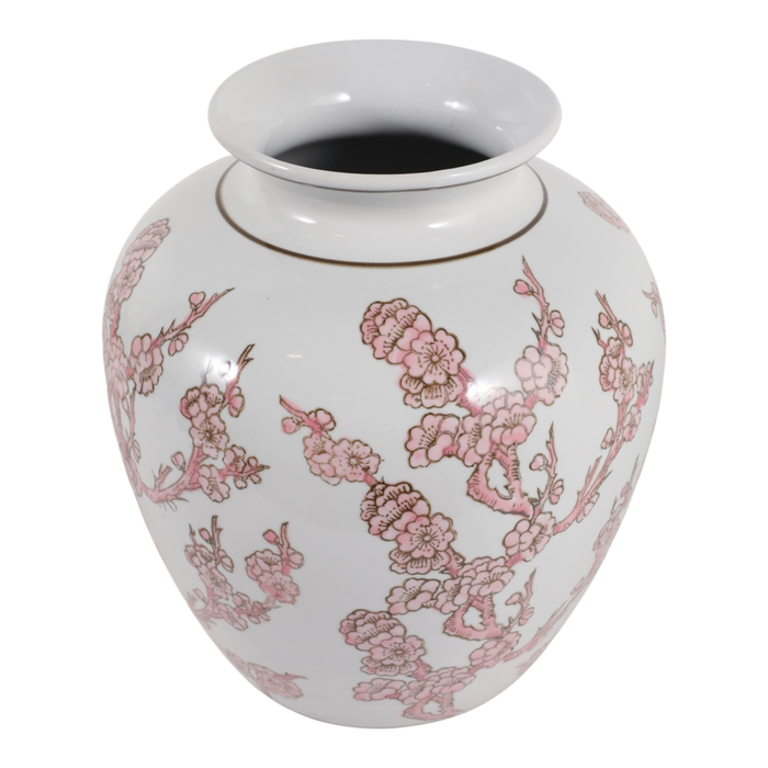 13” Ceramic Chinoiserie Cherry Blossom Vase – Pink 