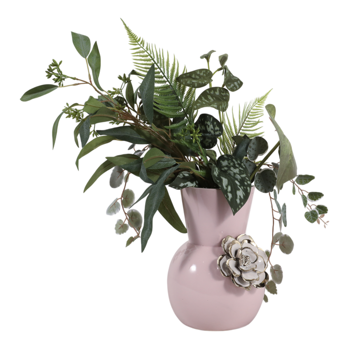9” Ceramic Blush Flower Vase – Pink 
