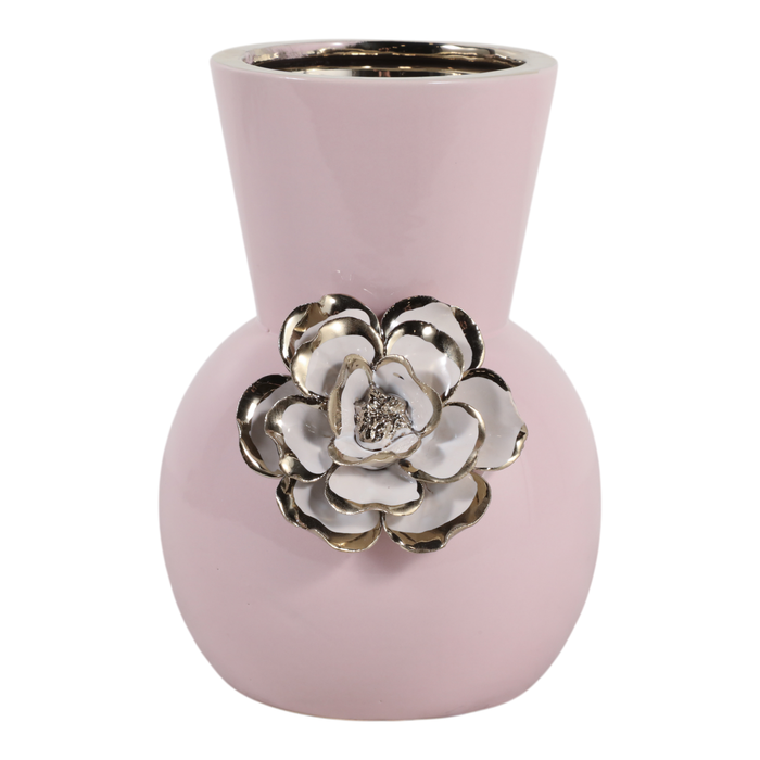 9” Ceramic Blush Flower Vase – Pink 