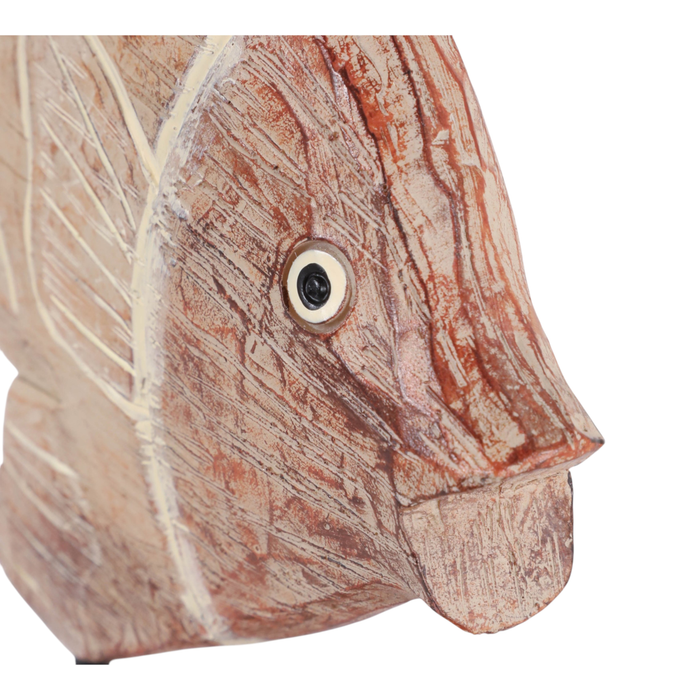 11” Natural Wood Fish on Stand – Red